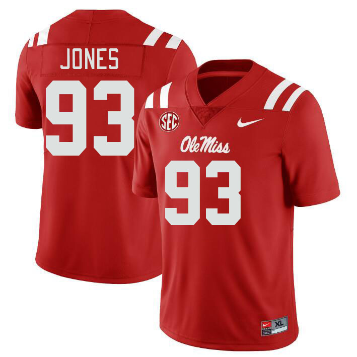 Ole Miss Rebels #93 D.J. Jones College Football Jerseys Stitched Sale-Red